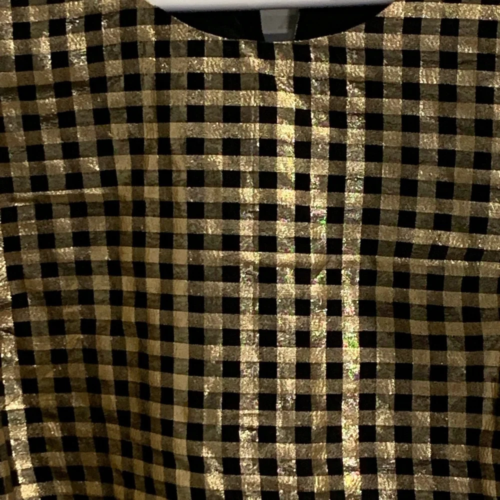 J. Crew Black and Gold Checkered Blouse
